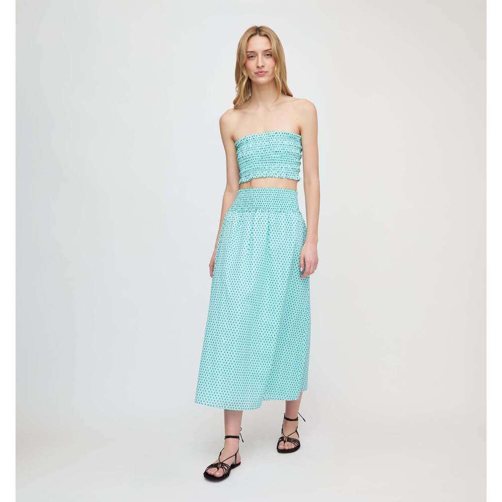 Hill House Home The Delphine Nap Skirt - Teal Poppy Half Drop Size XSTeal Poppy